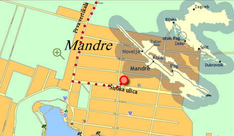 Apartmani ana karta mapa kako do nas pag mandre otok